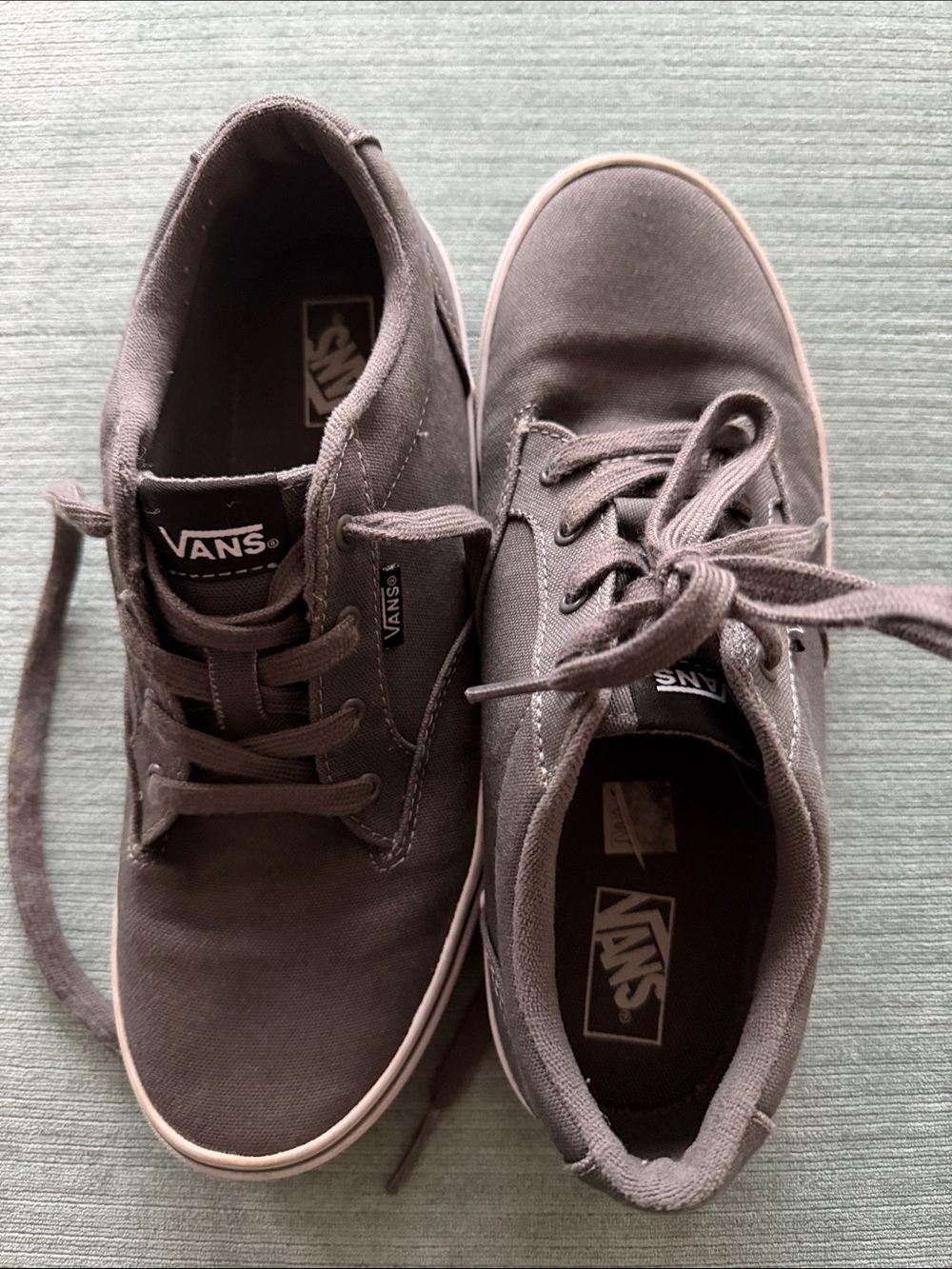 Vans Kids Grey Canvas Low-Top Sneakers with Tan Trim